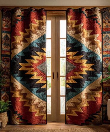 Red Mesa Spirit Quilted Curtains