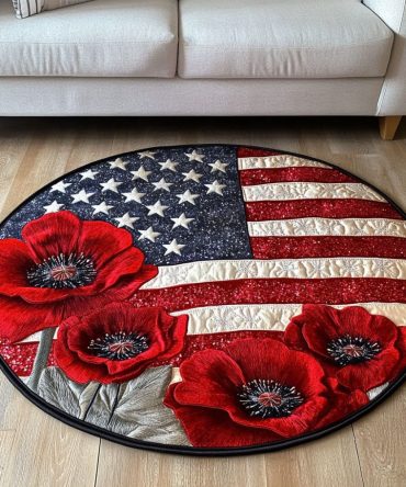 Red Poppies Quilted Round Mat