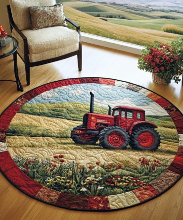 Red Tractor Days Quilted Round Mat