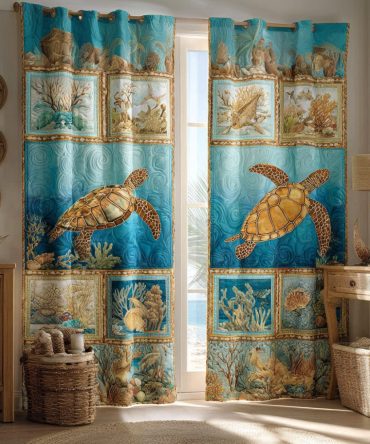 Reef Turtle Story Quilted Curtains