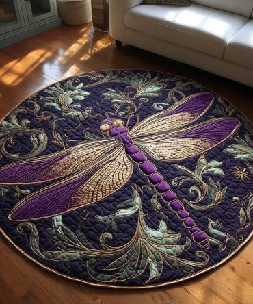 Regal Dragonfly Quilted Round Mat