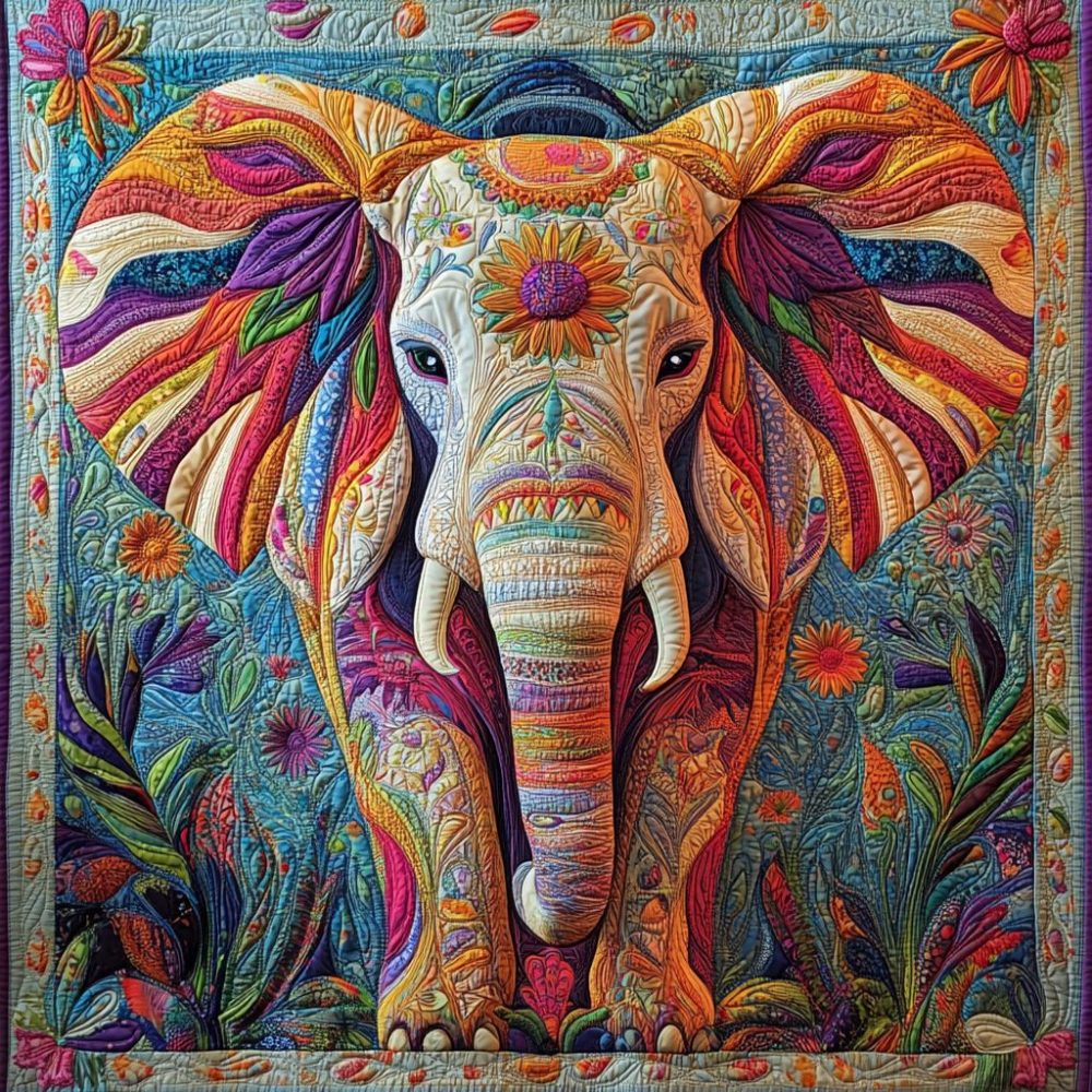 Regal Elephant Quilted Blanket
