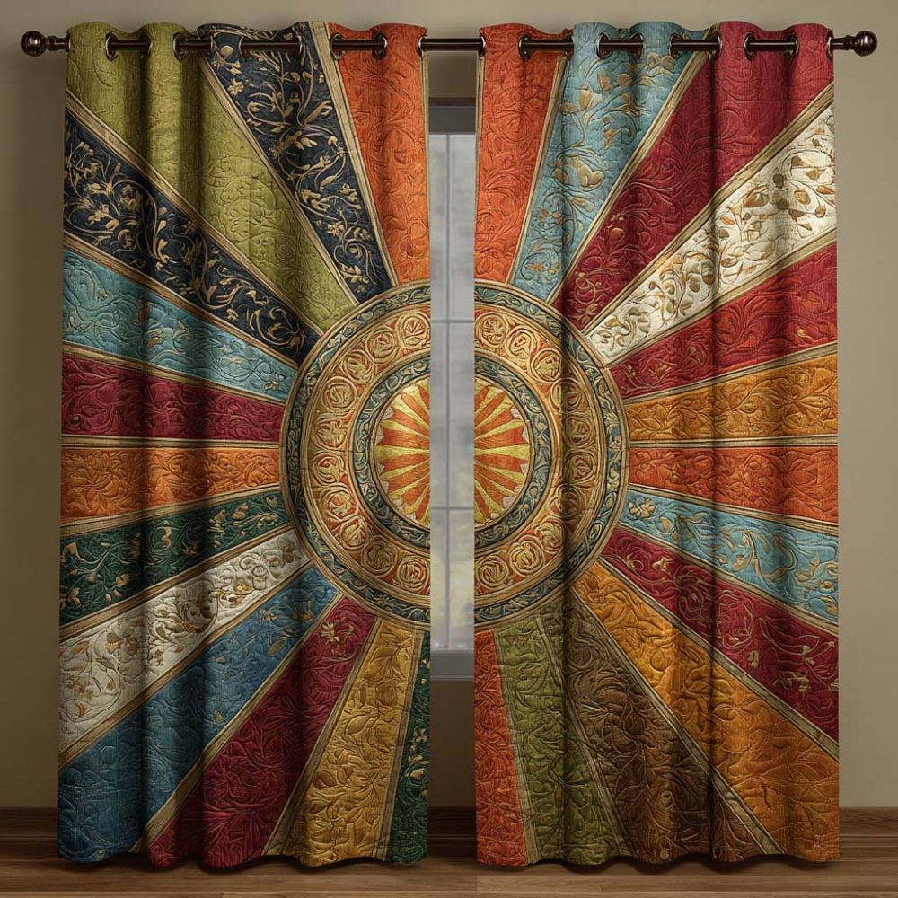 Regal Sun Mandala Quilted Curtains