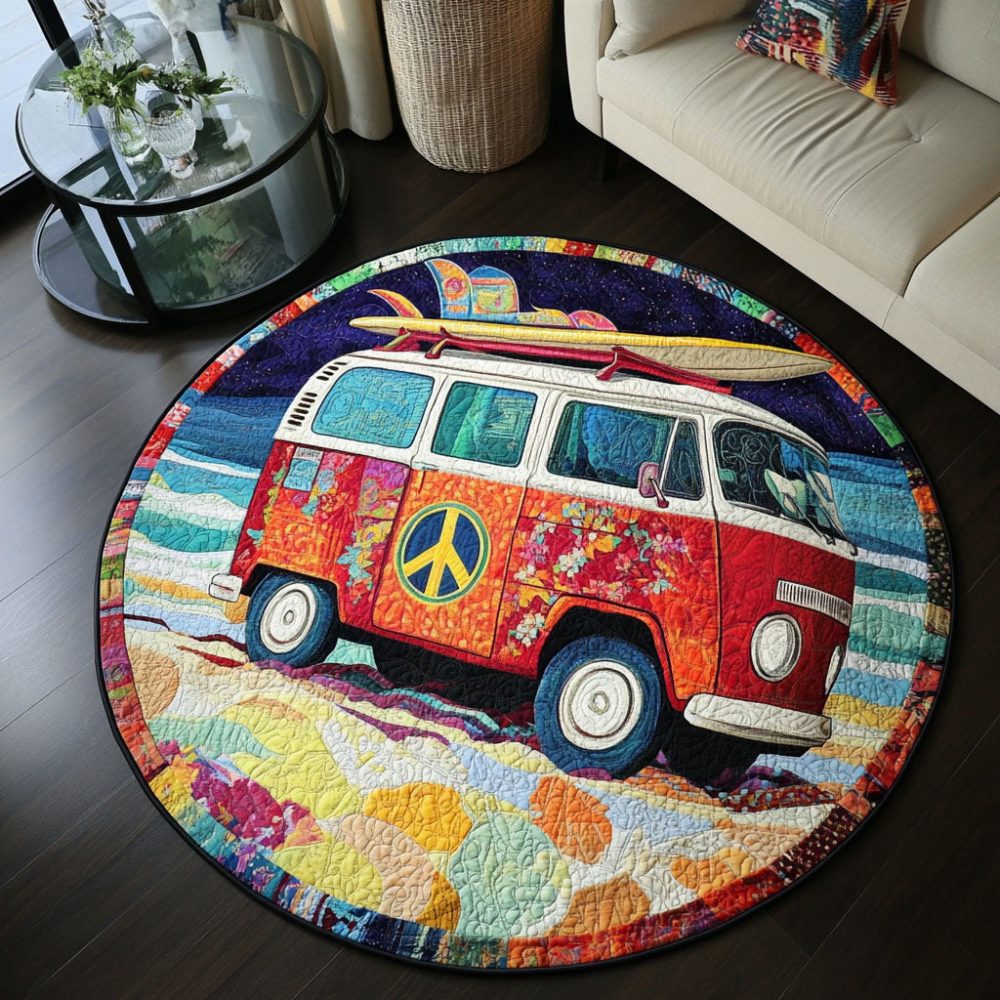 Retro Ride Quilted Round Mat
