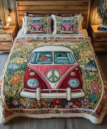 Retro Van Escape 3-Piece Quilted Bedding Set