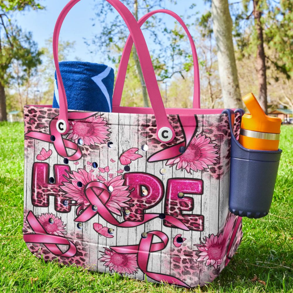 Bucket Tote Bag, Limited Edition Bogg Bag, Beach Bag Ribbon Of Hope - Image 3