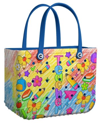 Bright Teacher Tote Bag – Colorful School Supplies Design For Educators