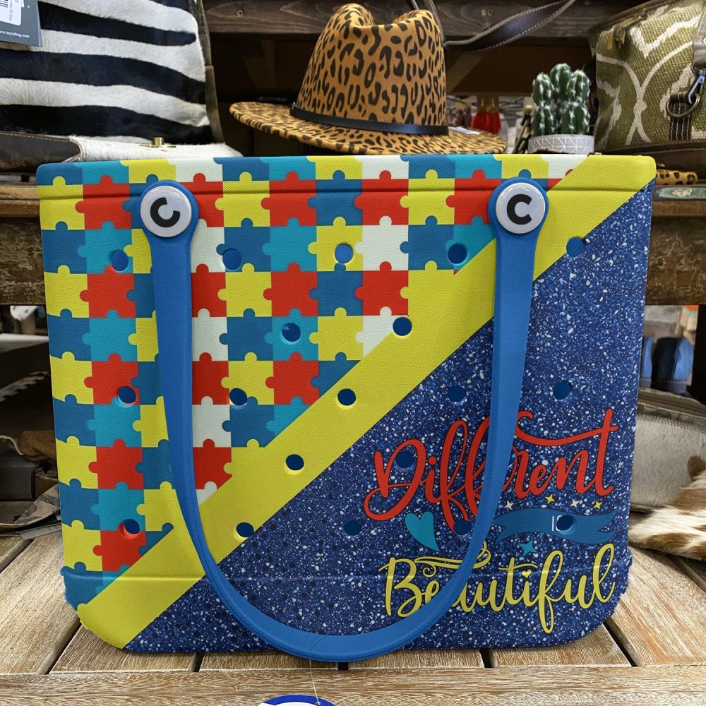 Vibrant Puzzle Piece Tote Bag - 'Different Is Beautiful' Design, Durable & Stylish Carry-All - Image 6