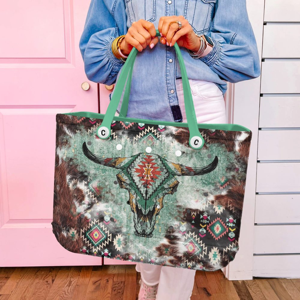 Tribal Cow Skull Tote Bag - Durable, Stylish, Perfect For Everyday Use - Image 4