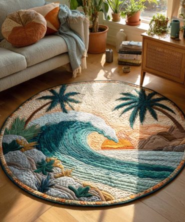 Rolling Wave Quilted Round Mat
