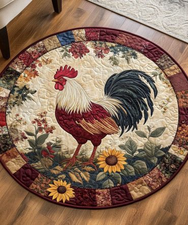 Rooster Mornings Quilted Round Mat