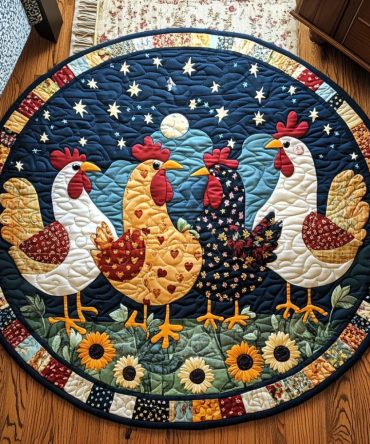 Roosters Nest Quilted Round Mat