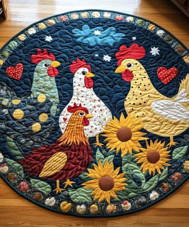 Roosters Roost Quilted Round Mat