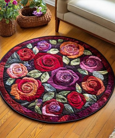 Rose Bloom Quilted Round Mat