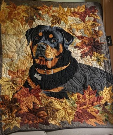 Rottweiler'S Autumn Breeze Quilted Blanket