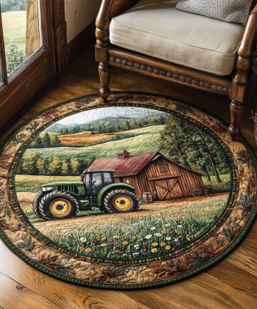 Rural Wheels Quilted Round Mat