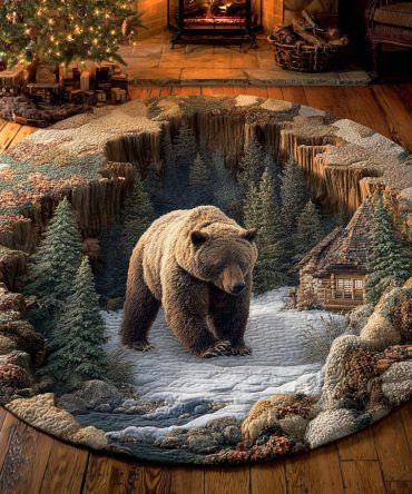 Rustic Bear Quilted Round Mat