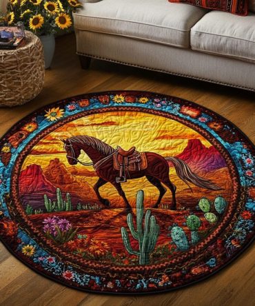 Rustic Meadow Quilted Round Mat