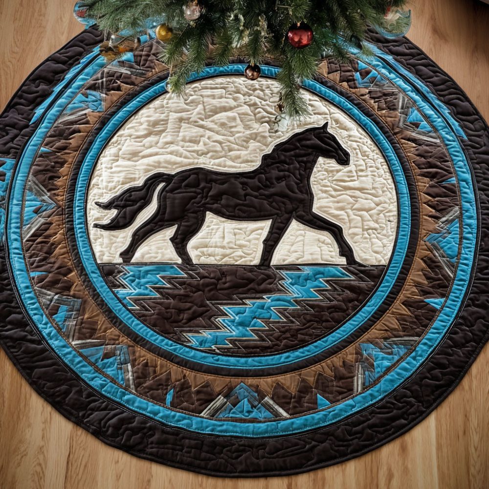Rustic Mustang Round Quilted Round Mat
