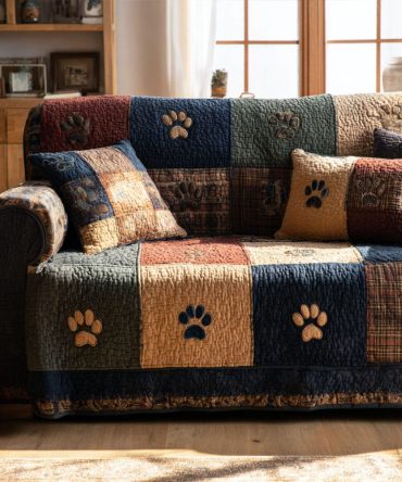 Rustic Paw Quilted Sofa Cover