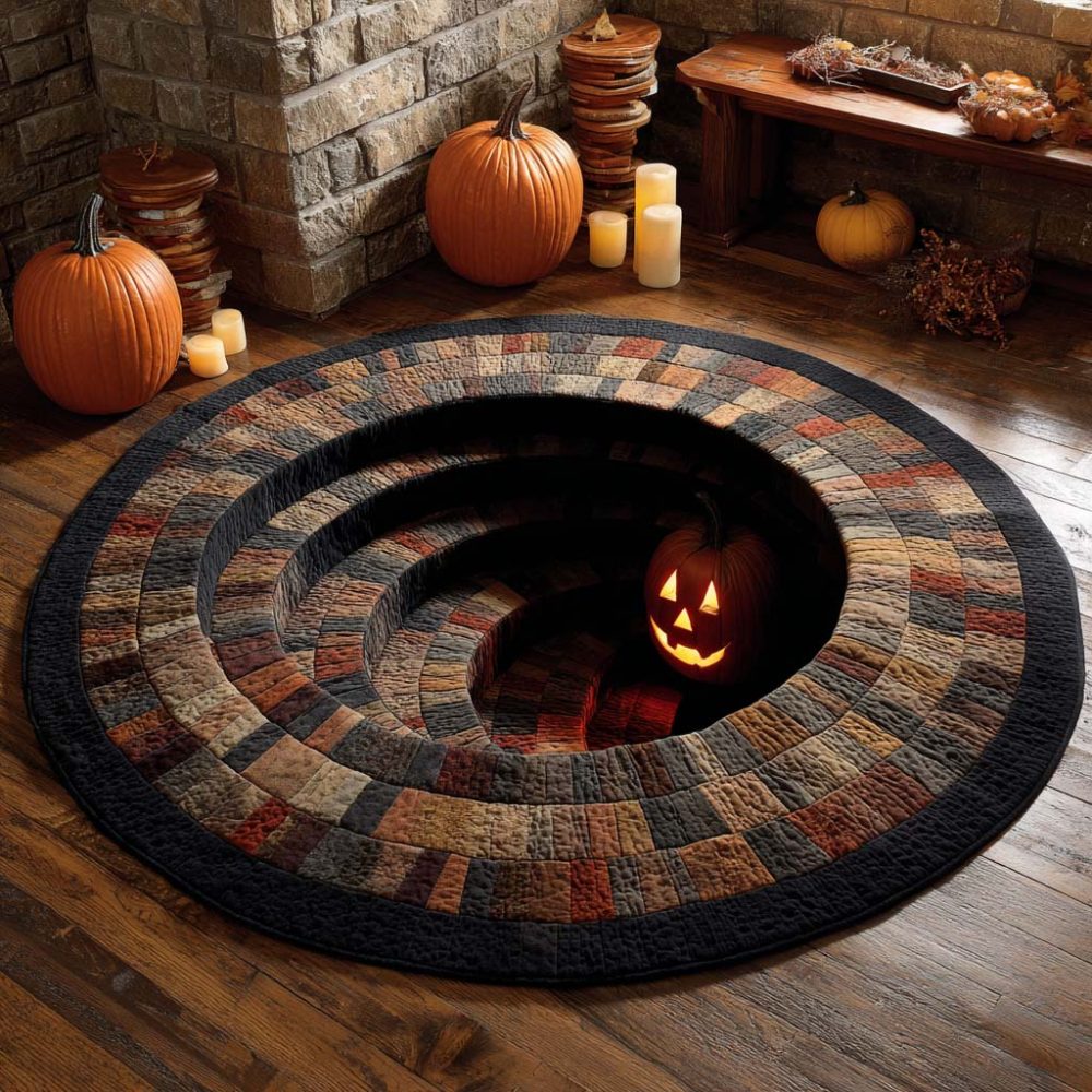 Rustic Spiral Descent Quilted Round Mat