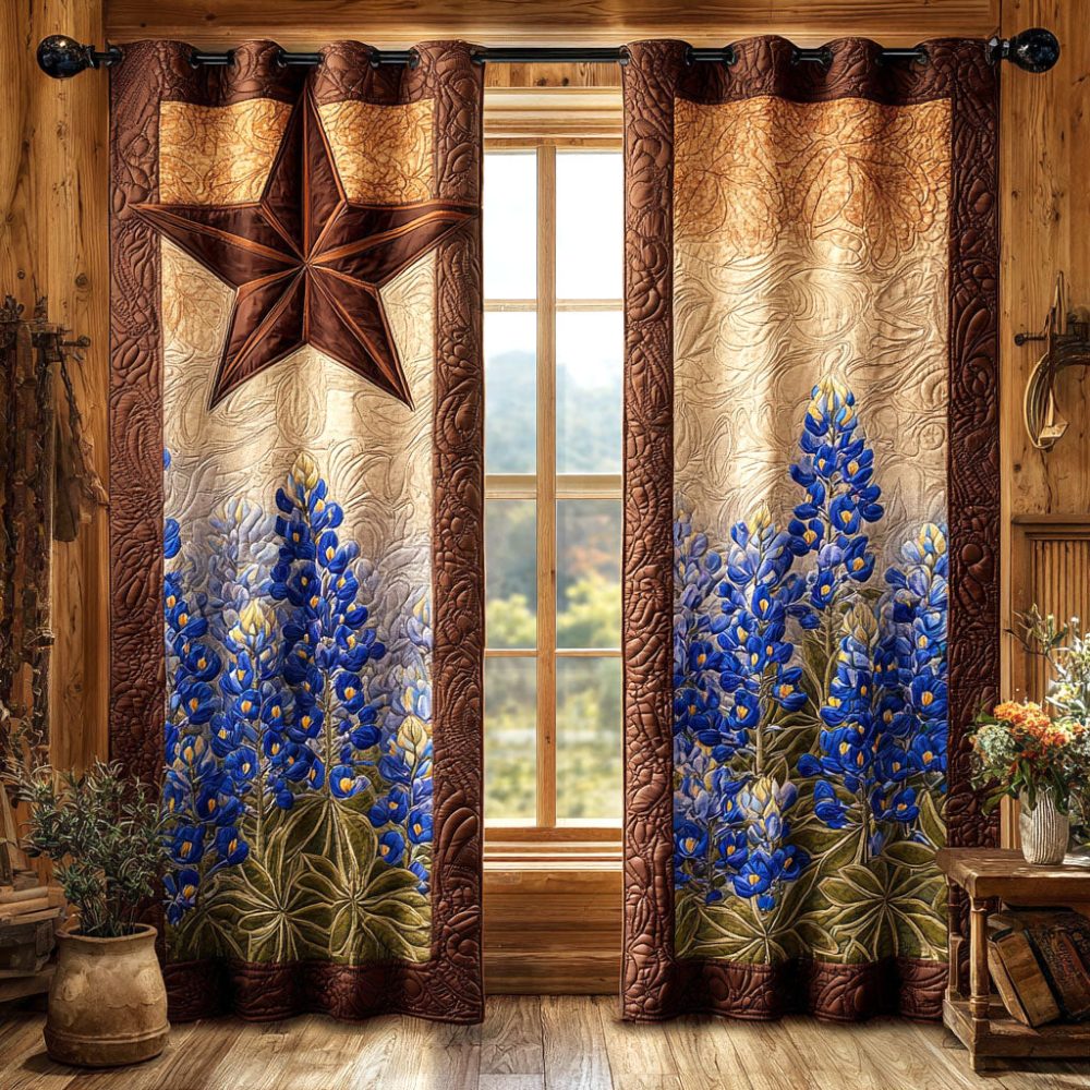 Rustic Star Bloom Quilted Curtains