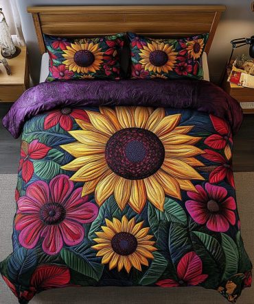Rustic Sunflower 3-Piece Quilted Bedding Set