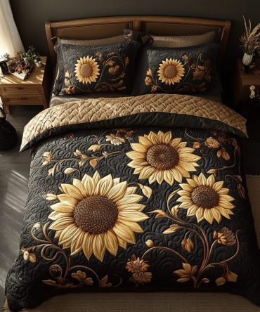 Rustic Sunflower 3-Piece Quilted Bedding Set