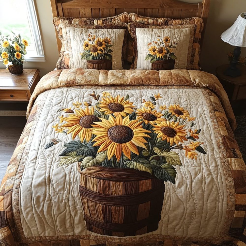 Rustic Sunrise 3-Piece Quilted Bedding Set