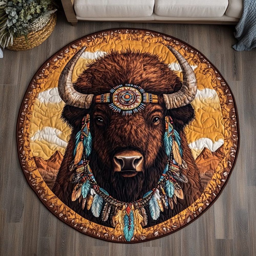 Sacred Bison Quilted Round Mat