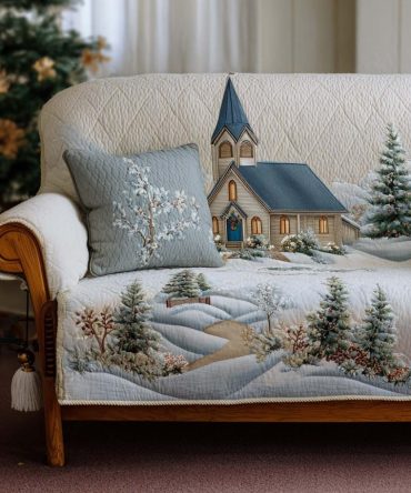 Sacred Christmas Light Quilted Sofa Cover