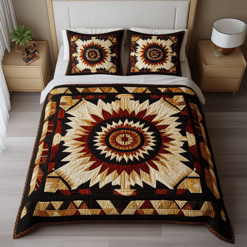 Sacred Circle 3-Piece Quilted Bedding Set