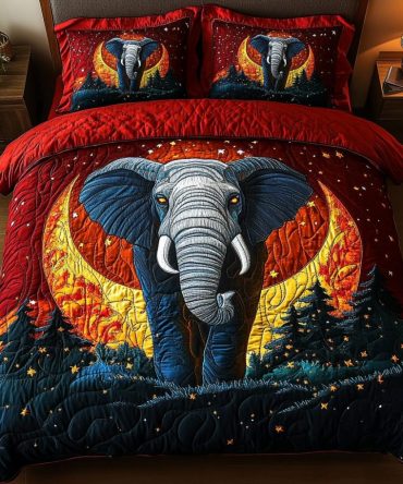 Sacred Elephant 3-Piece Quilted Bedding Set