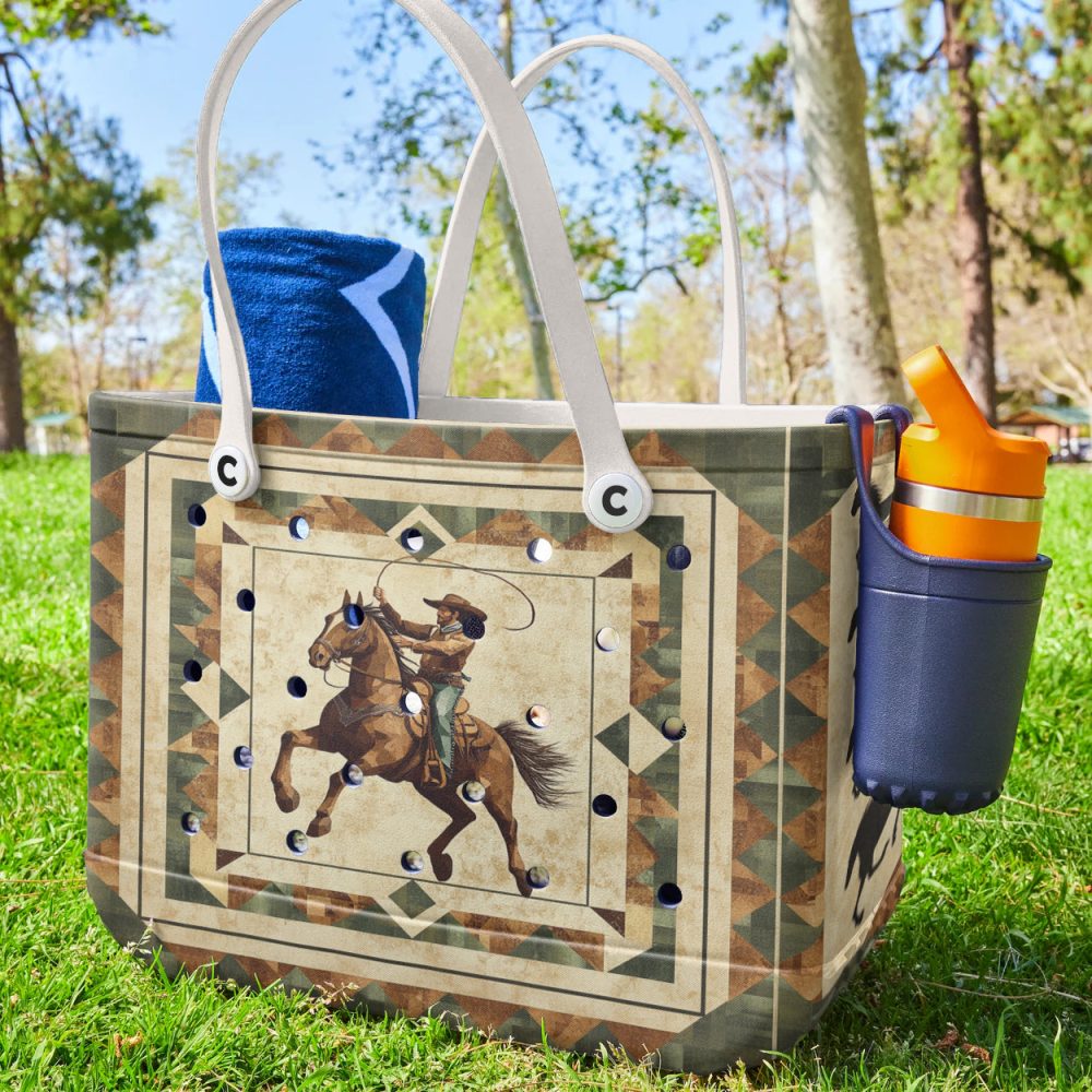 Bucket Tote Bag, Limited Edition Bogg Bag, Beach Bag Saddle Up - Image 2