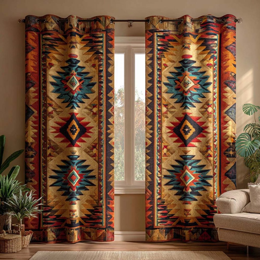 Saffron Spirit Chevron Quilted Curtains