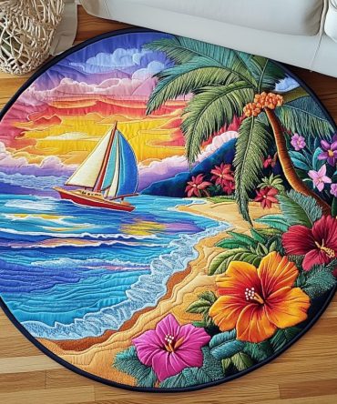 Sailing Sunset Quilted Round Mat