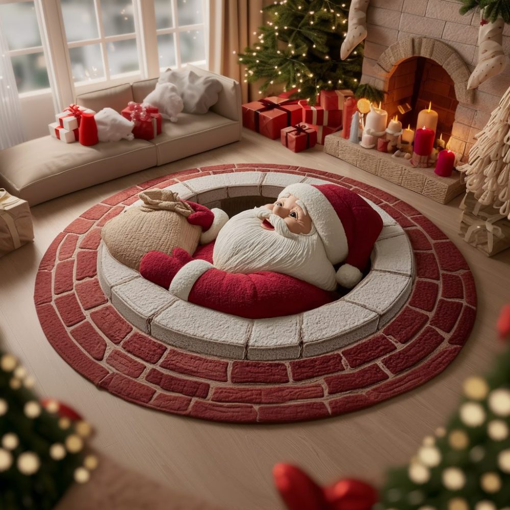 Santa Claus Trick Quilted Round Mat