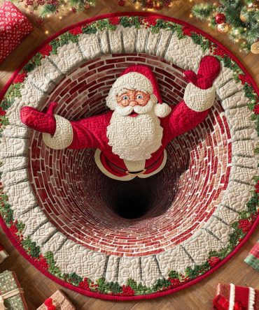 Santa Bells Quilted Round Mat