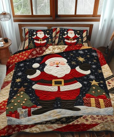 Santa Christmas 3-Piece Quilted Bedding Set