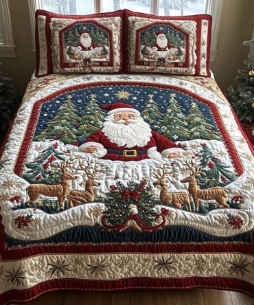 Santa Christmas Joyride 3-Piece Quilted Bedding Set