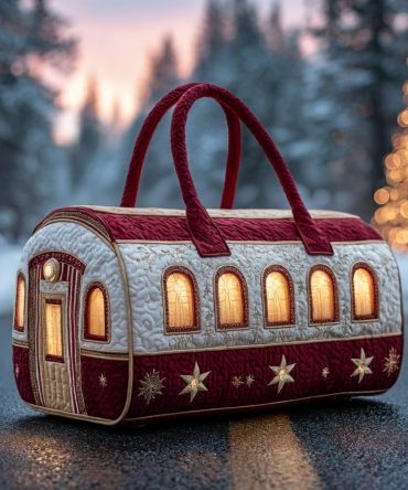 Santa Christmas Train Quilted Duffle Bag
