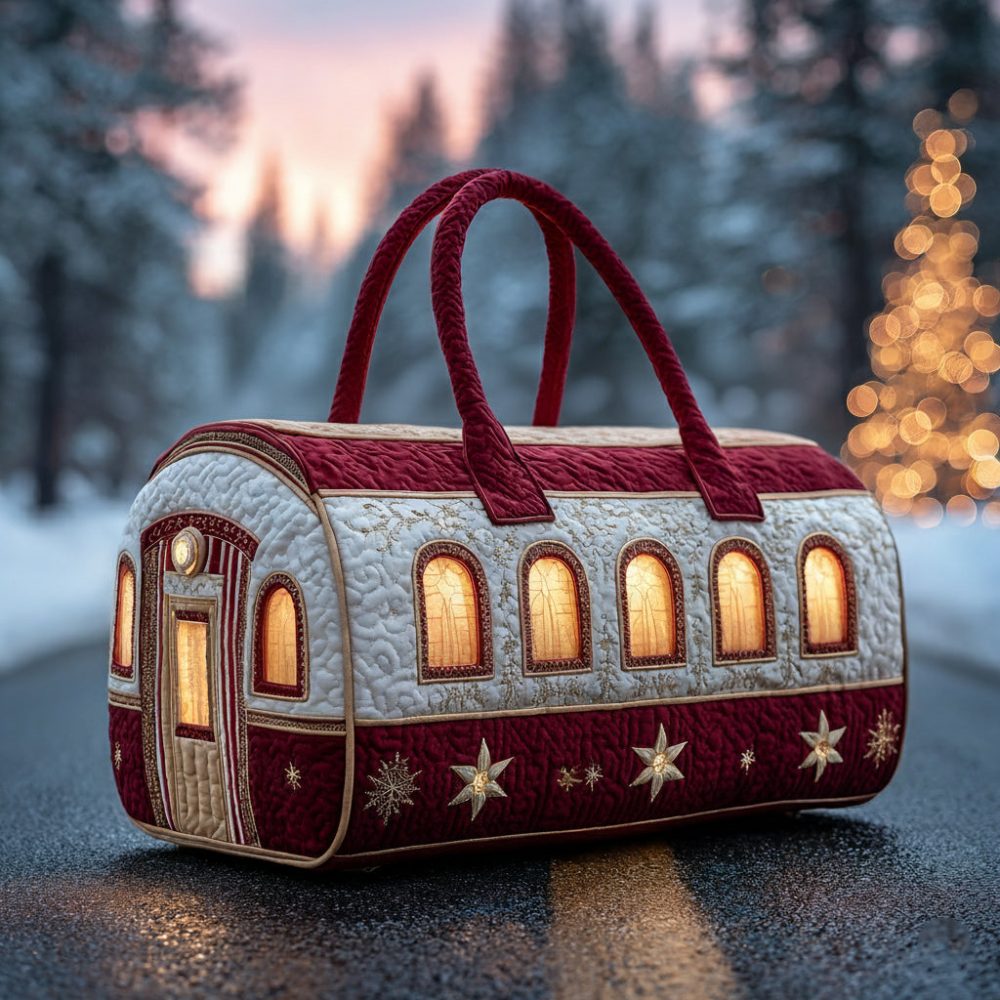 Santa Christmas Train Quilted Duffle Bag