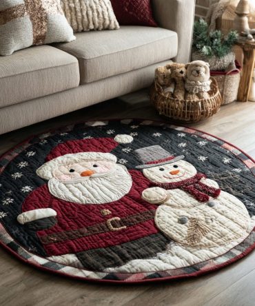 Santa Claus'S Friend Quilted Round Mat