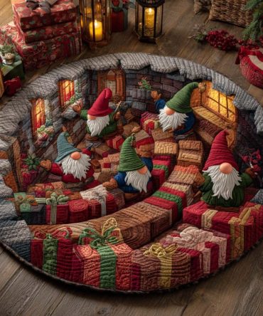 Santa Descent Quilted Round Mat