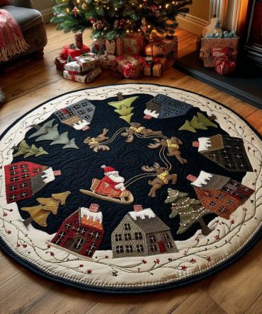 Santa Flight Quilted Round Mat
