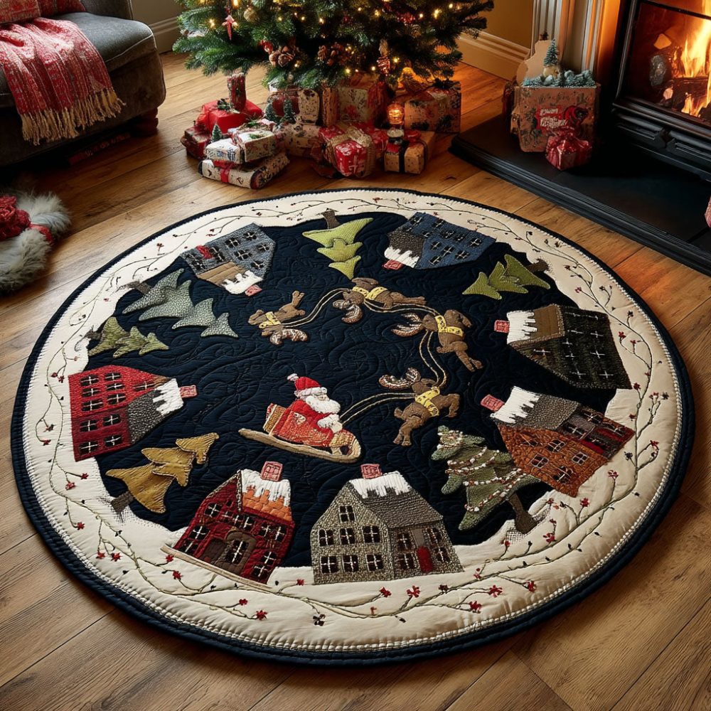 Santa Flight Quilted Round Mat