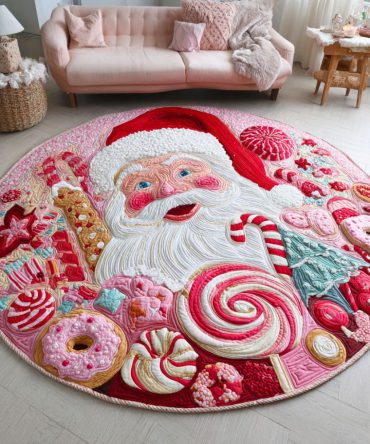 Santa Glow Quilted Round Mat