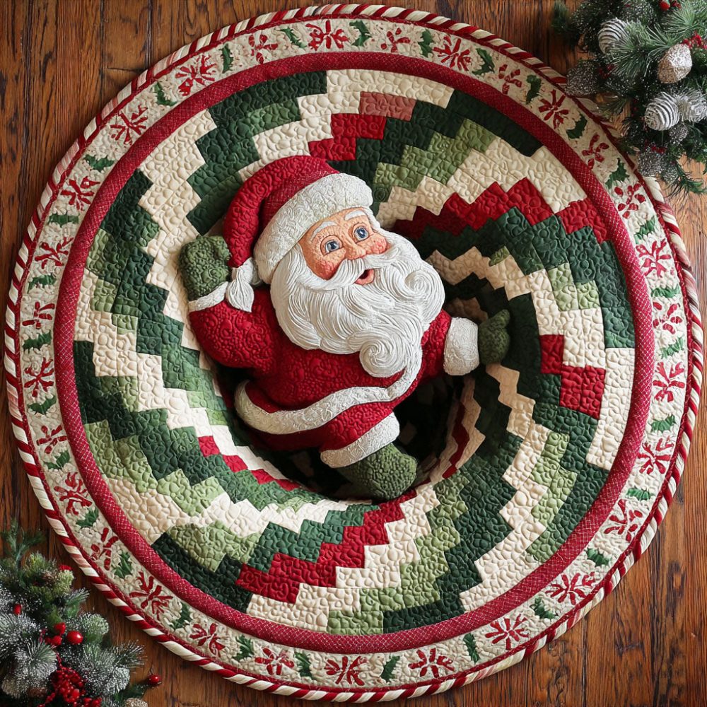 Santa Journey Quilted Round Mat