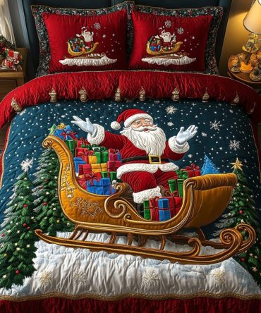 Santa Joy 3-Piece Quilted Bedding Set