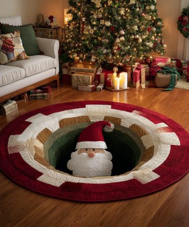 Santa Joy Quilted Round Mat